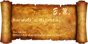 Barabás Miletta névjegykártya